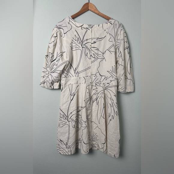 NWT Banana Republic Linen Blend Mini Dress Stone Washed‎ Tropical Art to Wear 12 - Picture 3 of 7